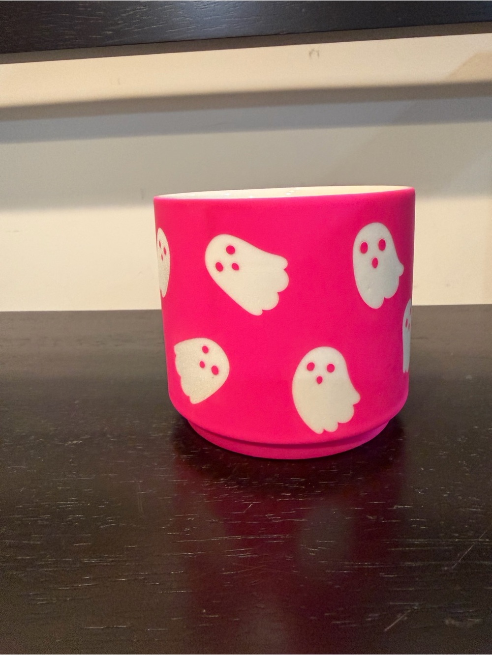 Sunday Morning Ceramics "Too Cute To Spook" Hot Pink Ghost Mug - Picture 3 of 7